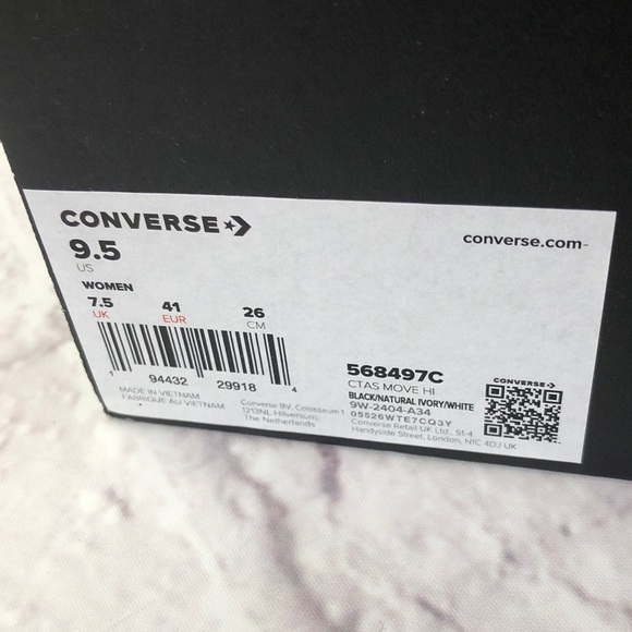 Converse Classic 2” Platform Black and White High-Tops Women’s 9.5 lg NWOT - Picture 4 of 15